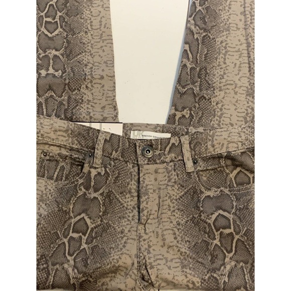 French Connection Python Animal Print Gray Beige Skinny Pants Stretch New 8P - Picture 6 of 8